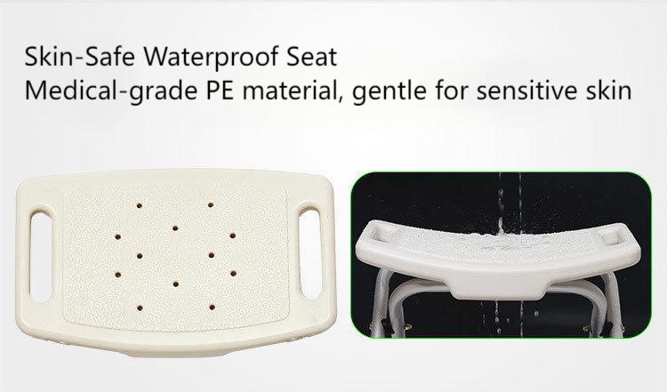 Elderly Shower Stool w/ Backrest - 300lbs, Non-Slip & Adjustable Bath Seat - ECE