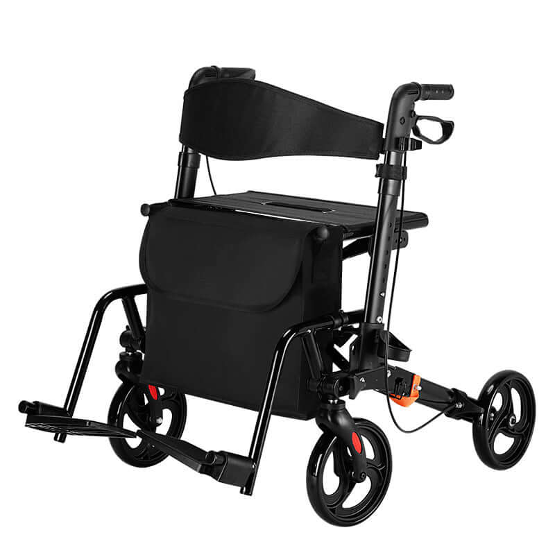 Foldable 4-Wheel Mobility Rollator - Lightweight Aluminum with Seat - ECE