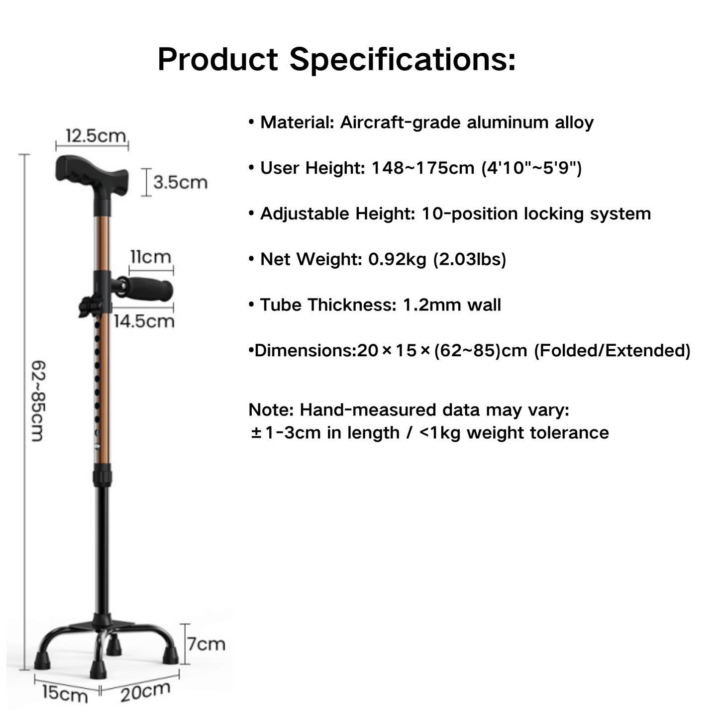 4-Point Base Mobility Walker - Lightweight Support Frame - ECE