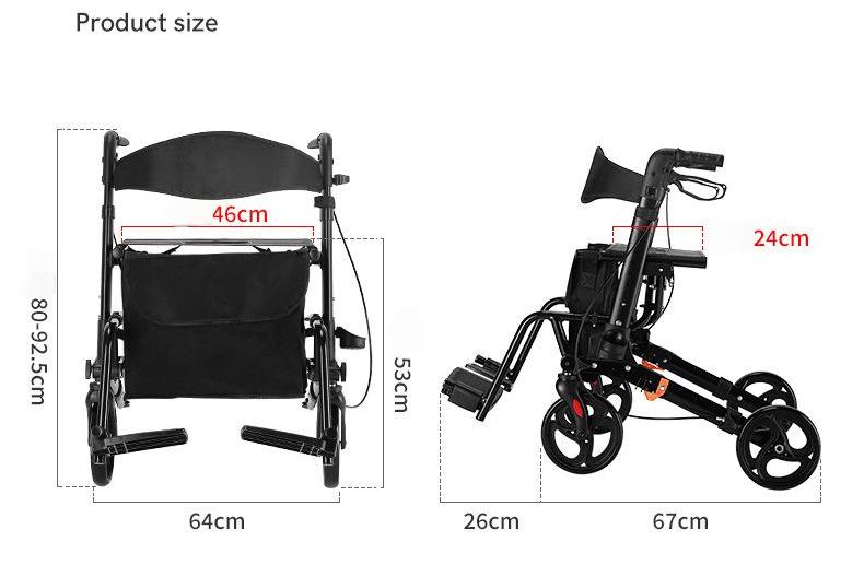 Senior using lightweight 4w rollator with seat in park
