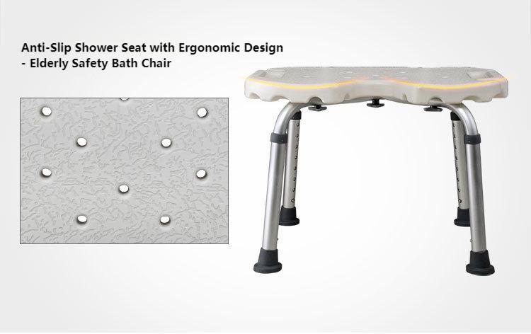 U-Design Shower Stool for Elderly - 300lbs, 8-Level Adjustable Bath Seat - ECE 