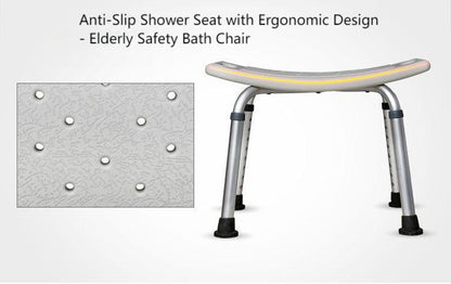 Adjustable Shower Stool for Elderly | 300lbs Heavy Duty Bath Seat with Non-Slip Feet - ECE 