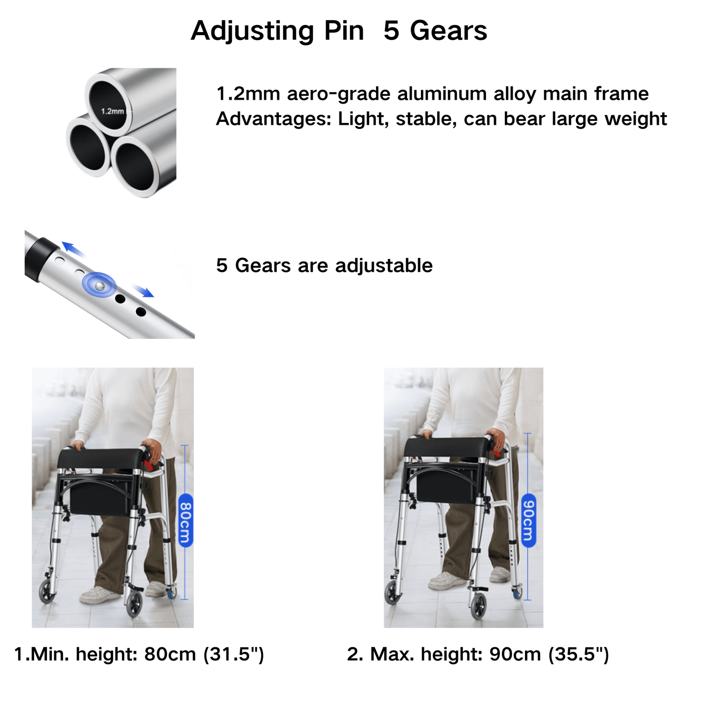 Foldable 4-Wheel Rollator - 100kg Capacity | Lightweight Aluminum - ECE 