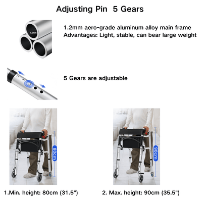 Foldable 4-Wheel Rollator - 100kg Capacity | Lightweight Aluminum - ECE 