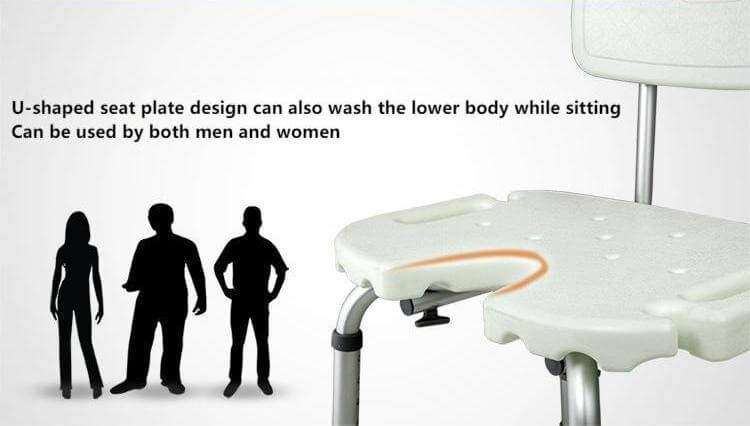 U-Cut Shower Chair for Elderly | 300lbs Medical Bath Seat - ECE 