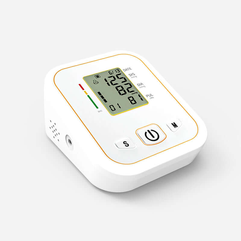 Front view of KWL-B04 portable blood pressure monitor with large LCD display for seniors