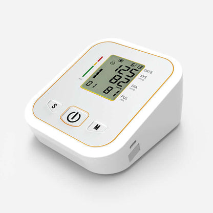 KWL-B04 digital blood pressure monitor side view showing compact design for elderly home use