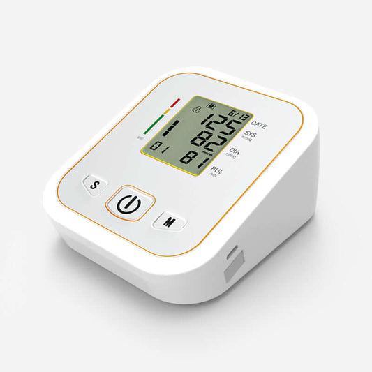 KWL-B04 digital blood pressure monitor side view showing compact design for elderly home use
