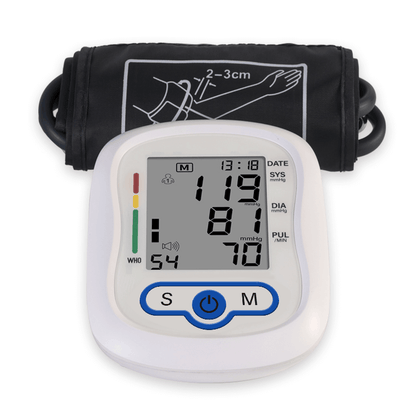 KWL-B06 digital blood pressure monitor with voice guidance for seniors showing large backlit LCD display