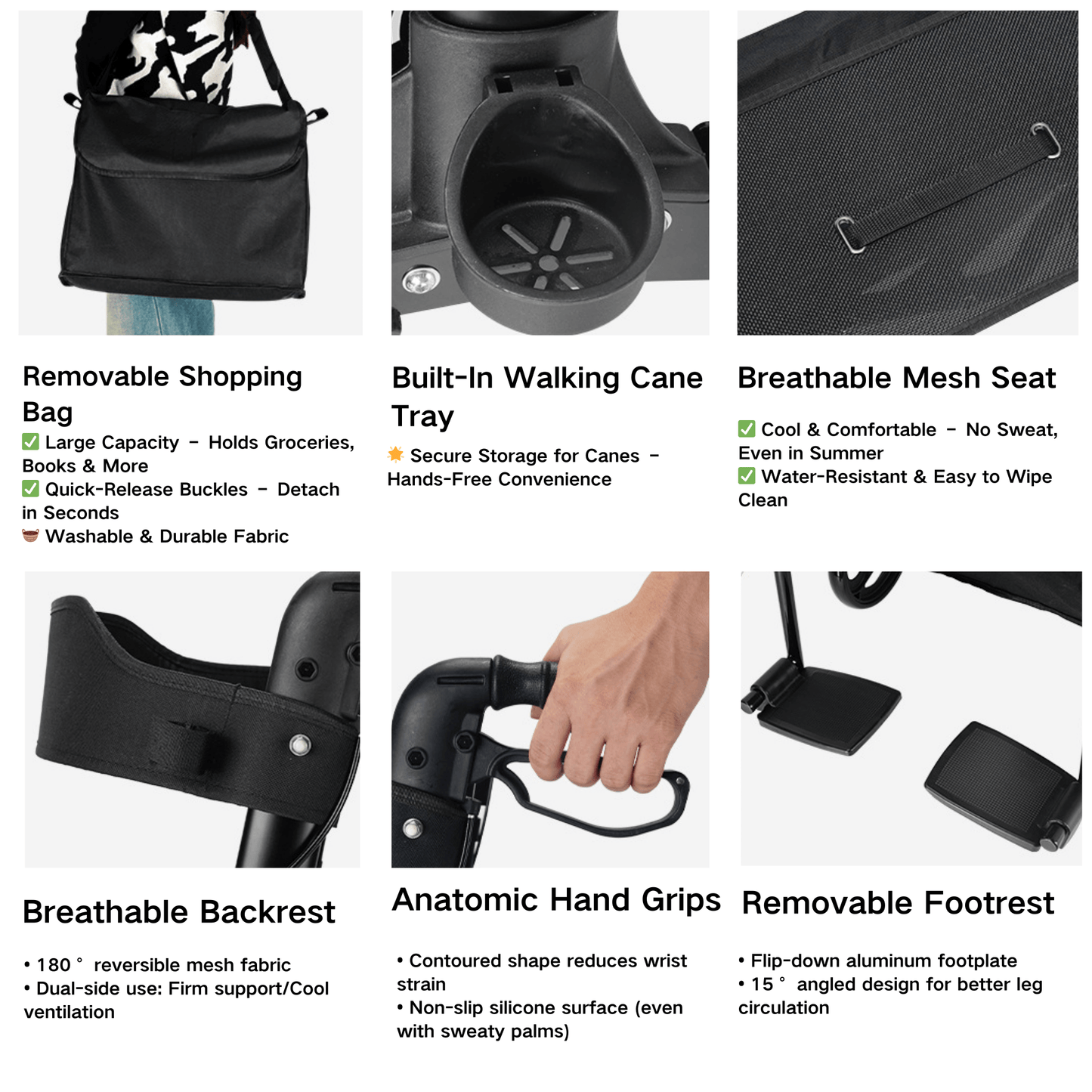 Foldable 4-Wheel Mobility Rollator - Lightweight Aluminum with Seat - ECE 