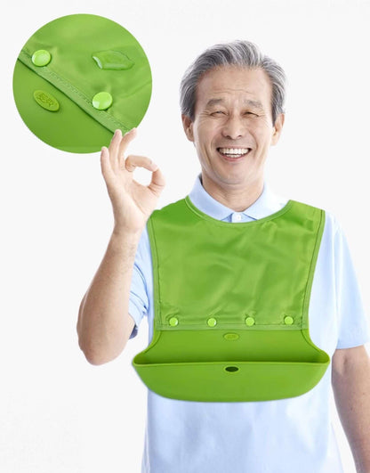 Adjustable Elderly Bib - Magic Tape, S-XXL, Green/Gray/Pink/Blue - ECE 