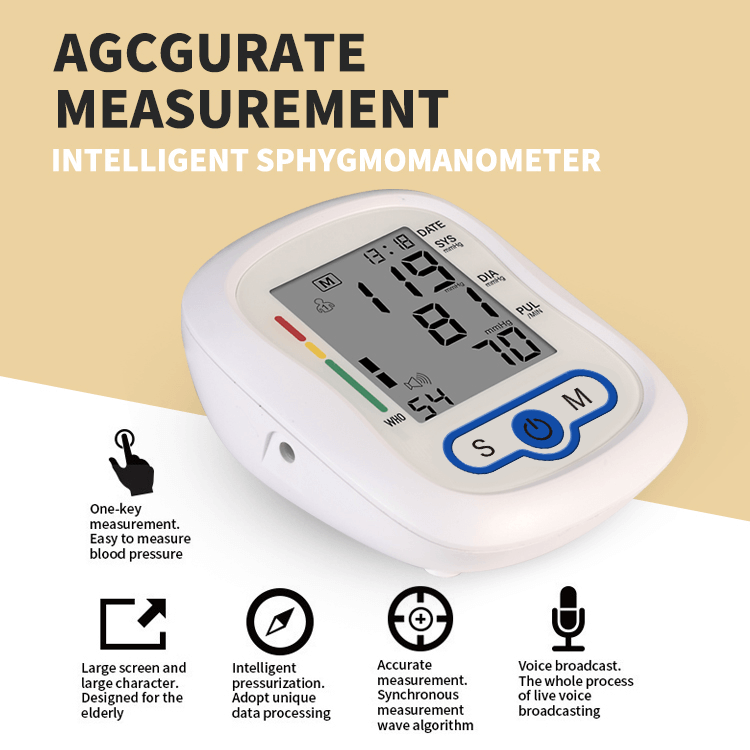 Large, easy-to-read LCD display on KWL-B06 home blood pressure monitor for seniors