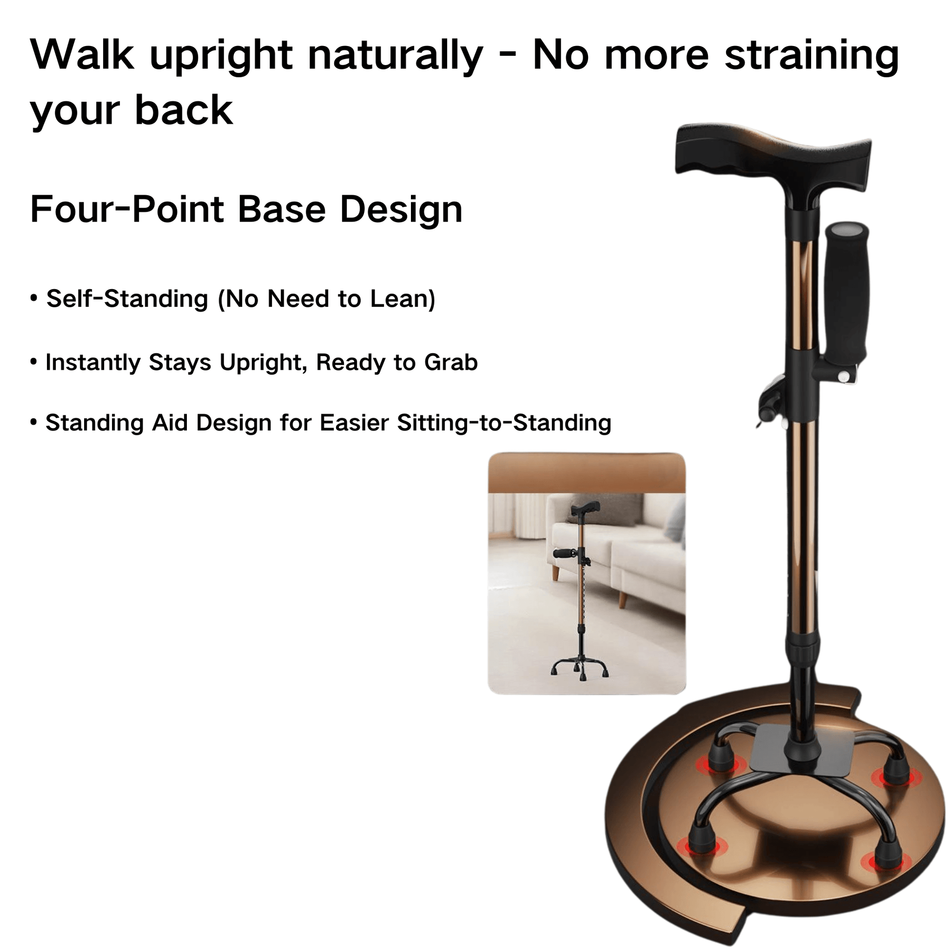 4-Point Base Mobility Walker - Lightweight Support Frame - ECE 