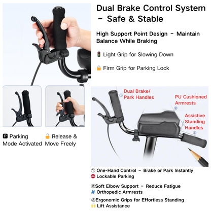 Multi-Functional Walker with Seat, Armrests & Brakes for Elderly Mobility - ECE 